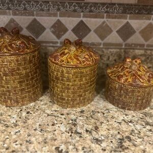 Rustic Brown Canister Set